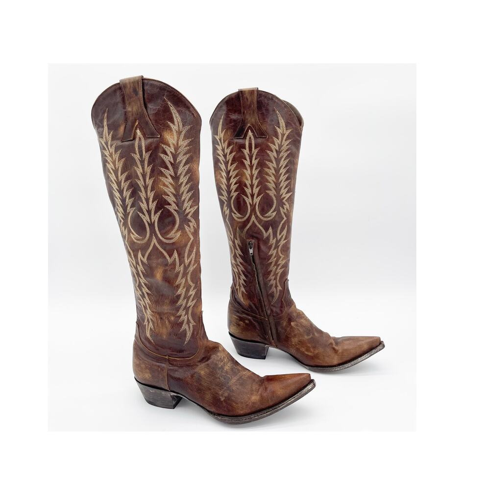 Old Gringo Women’s 9.5 Mayra Brass Brown Knee High Tall Western Cowgirl Boots